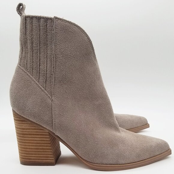 Marc Fisher Ommie Pointed Toe Boots 9M Pull On Block Heel Western Suede Leather - Picture 9 of 16